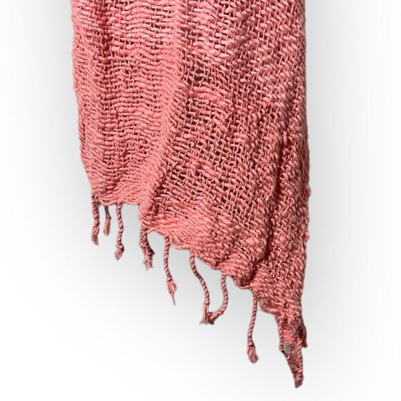 Vance Kitira Women's Woven Pink Cotton Scarf Shawl Wrap With Fringe One Size - Picture 9 of 11